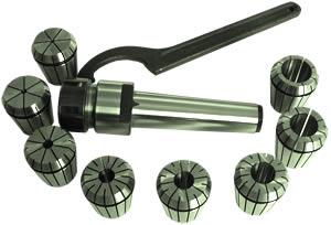 Патрон Цанговый с хв-ком КМ2 (М10х1,5) с набором цанг ER25 из  7шт (6-16мм) "CNIC"