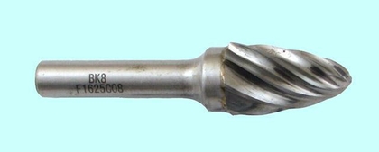 Борфреза тв.спл. гипербол.со сфер.торц.  d 8х20х6х65 R2,0 спиральная крупная насечка (F08 20С06) "CNIC"