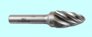 Борфреза тв.спл. гипербол.со сфер.торц.  d16х25х8х65 R3,5 спиральная крупная насечка (F16 25С08) "CNIC"