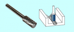 Борфреза цилиндрическая  d10х20х6х65 Р6М5 Х-образн. насечка "CNIC" (В10 20М06) с заточ.торцем