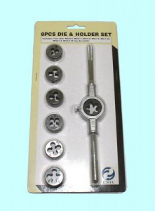 Набор из  7 штук плашек М3-М12 9ХС + плашкодержатель в блистере (8 позиций) SC008-1 "CNIC"