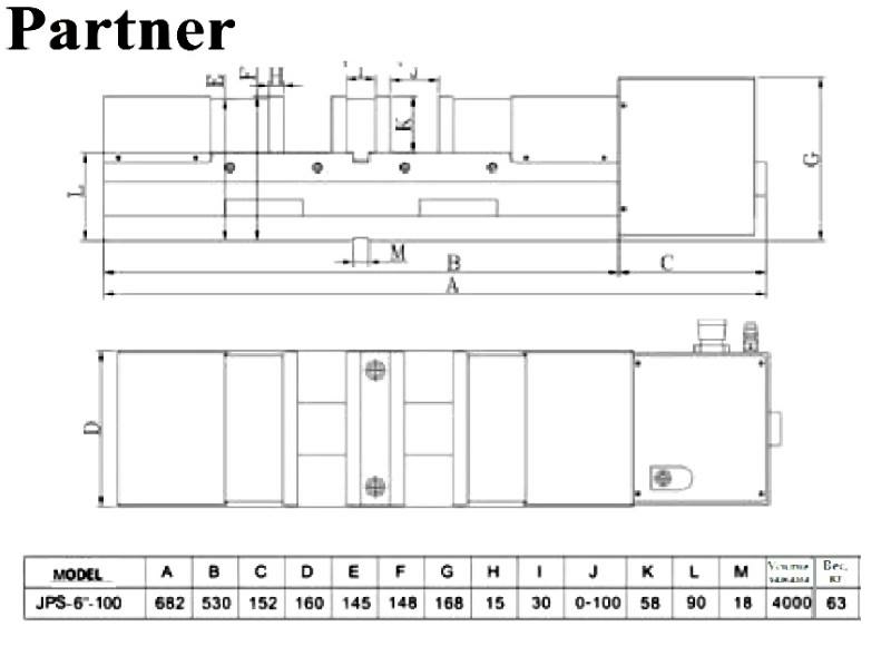 Partner JPS-6-100 - пневматические прецизионные тиски высокого давления par516100
