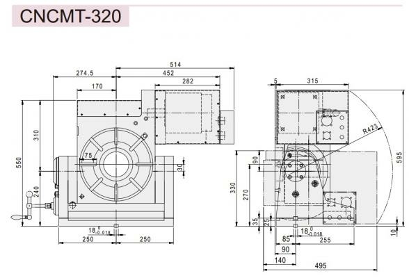 Двухосевой поворотный стол с ручным наклоном CNCMT-320 GSA+